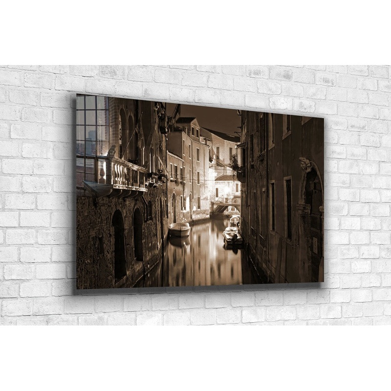 Vintage Italy Canal Print Tempered Glass Wall Art 100% Made in Australia Ready to Hang