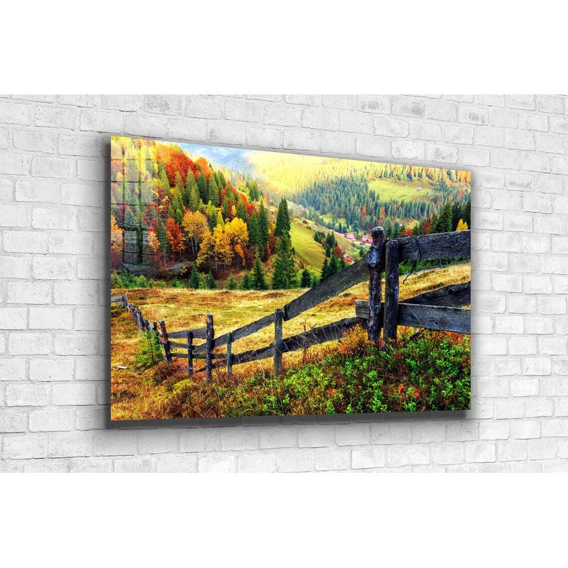 Woodland Autumn Forest Print Tempered Glass Wall Art 100% Made in Australia Ready to Hang