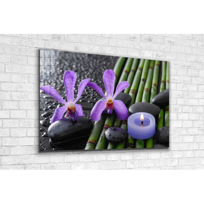 Zen Stones & Flowers Print Tempered Glass Wall Art 100% Made in Australia Ready to Hang