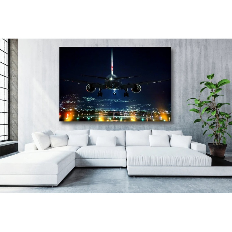 Aircraft Night Flight Acrylic Glass Print Tempered Glass Wall Art 100% Made in Australia Ready to Hang