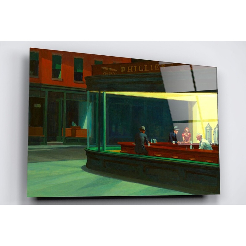 Edward Hopper, Nighthawks Acrylic Glass Print Tempered Glass Wall Art 100% Made in Australia Ready to Hang