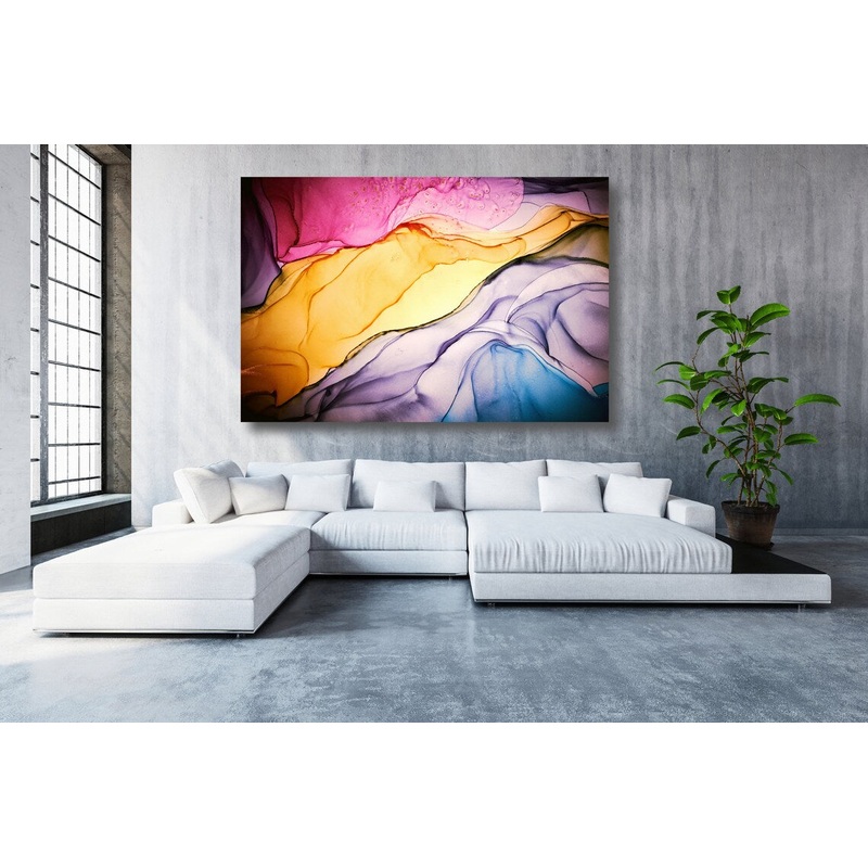 Purple, Red & Yellow Abstract Art Acrylic Glass Print Tempered Glass Wall Art 100% Made in Australia Ready to Hang