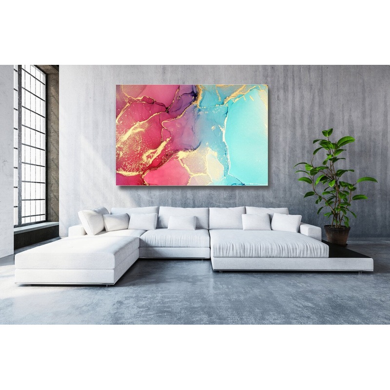 Red, Pink & Gold Abstract Art Acrylic Glass Print Tempered Glass Wall Art 100% Made in Australia Ready to Hang