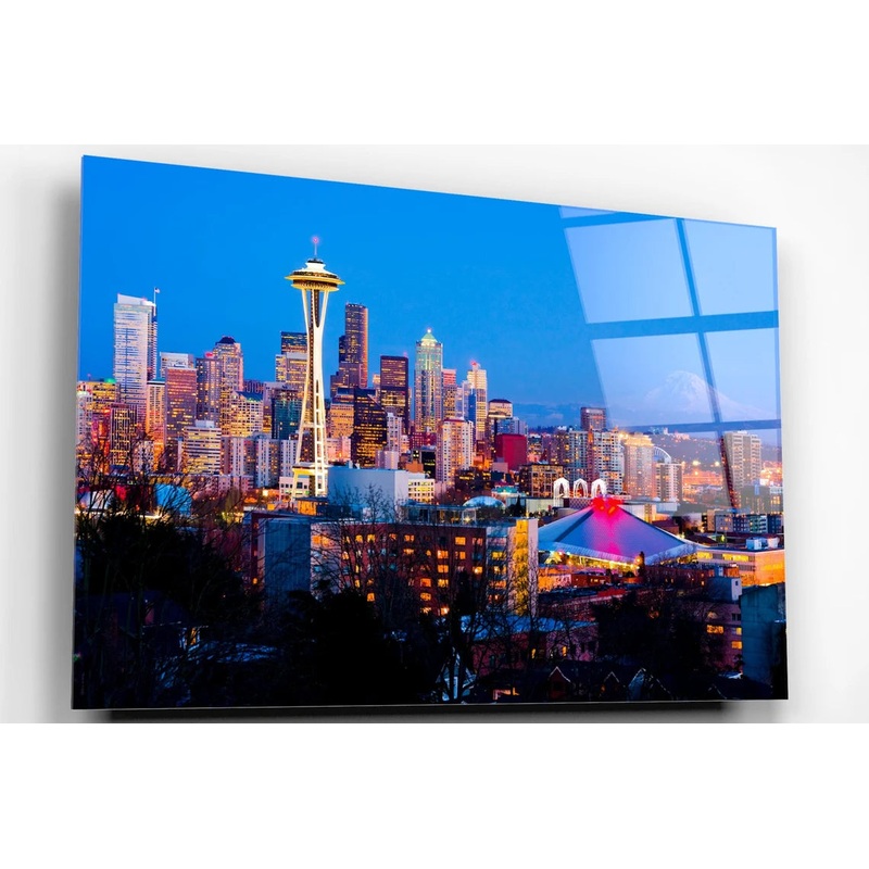 Seattle Cityscape Acrylic Glass Print Tempered Glass Wall Art 100% Made in Australia Ready to Hang