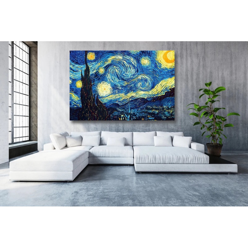 Vincent Van Gogh, Starry Night Acrylic Glass Print Tempered Glass Wall Art 100% Made in Australia Ready to Hang