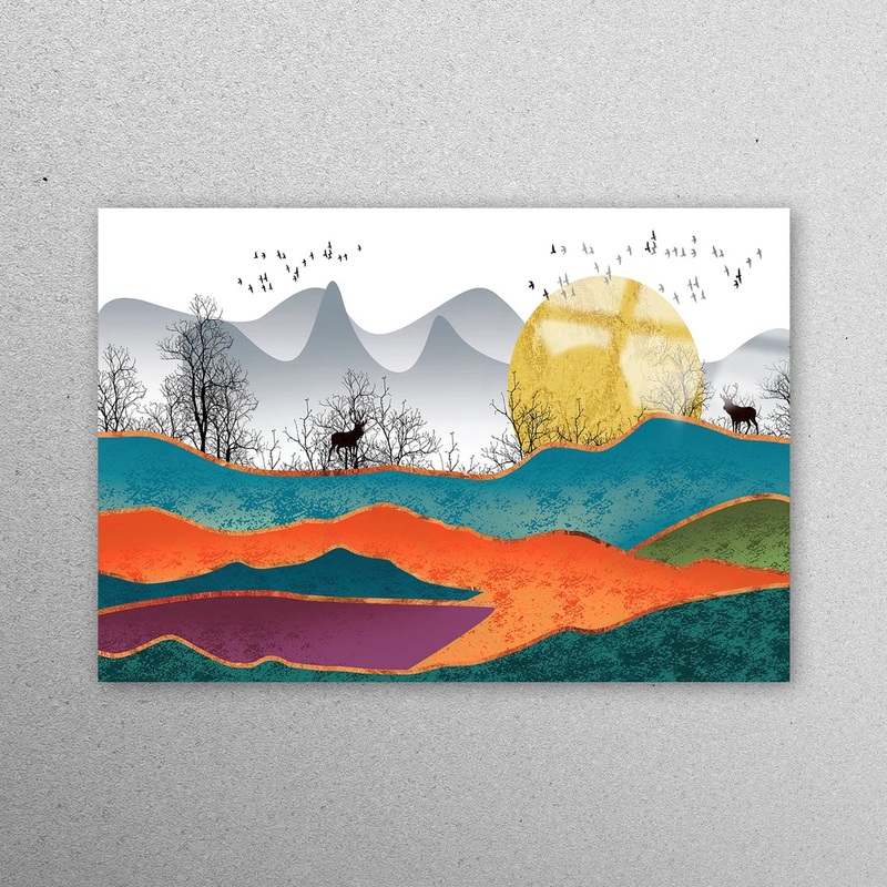 Colorful Abstract Mountain Acrylic Glass Print Tempered Glass Wall Art 100% Made in Australia Ready to Hang