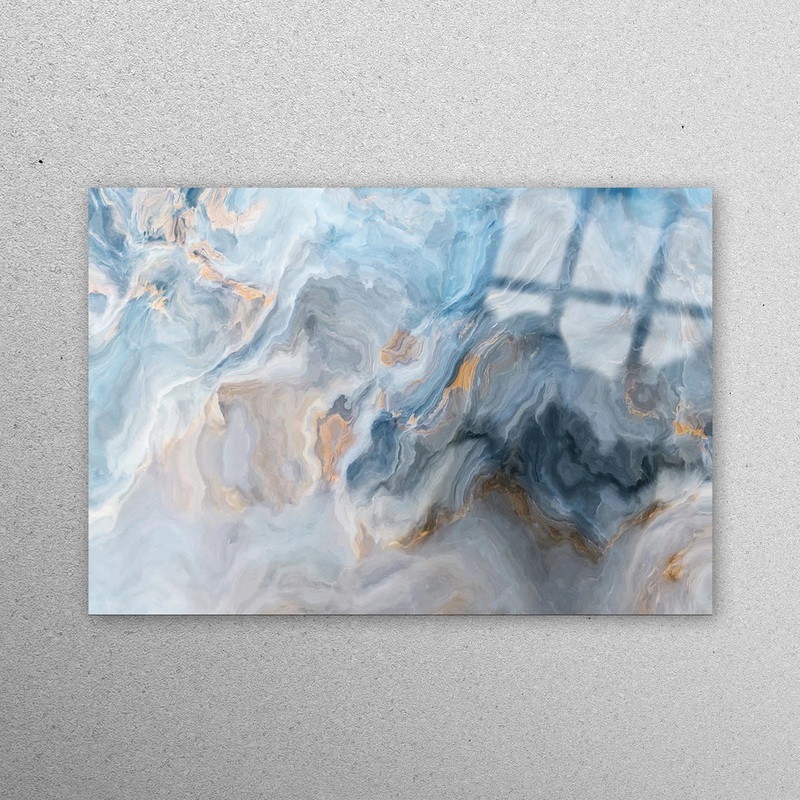 Blue Marble Painting Acrylic Glass Print Tempered Glass Wall Art 100% Made in Australia Ready to Hang