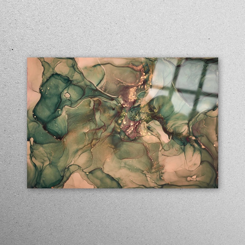 Brown & Green Marble Acrylic Glass Print Tempered Glass Wall Art 100% Made in Australia Ready to Hang
