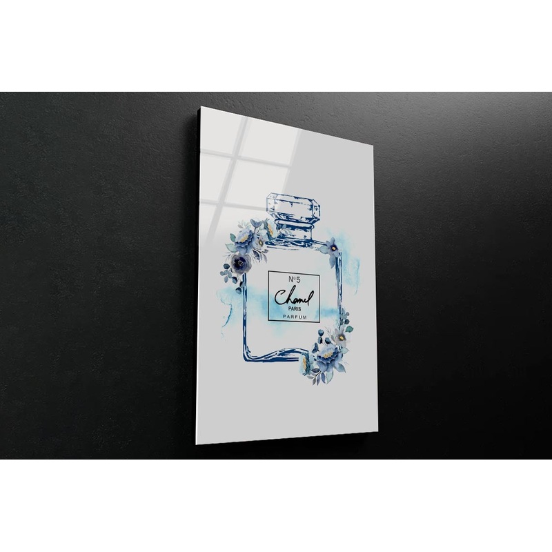 Blue Colored Perfume 3D Design Acrylic Glass Print Tempered Glass Wall Art 100% Made in Australia Ready to Hang