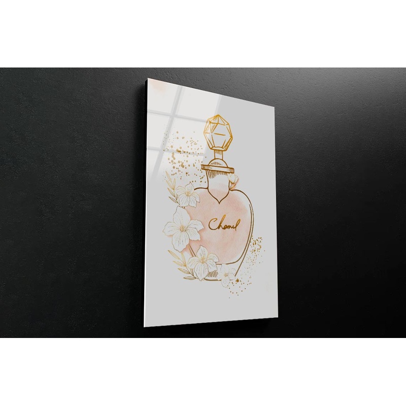 Elegant Gold Perfume 3D Design Acrylic Glass Print Tempered Glass Wall Art 100% Made in Australia Ready to Hang