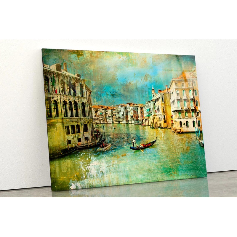 Amazing Venice - Artwork in Retro Style Acrylic Glass Print Tempered Glass Wall Art 100% Made in Australia Ready to Hang