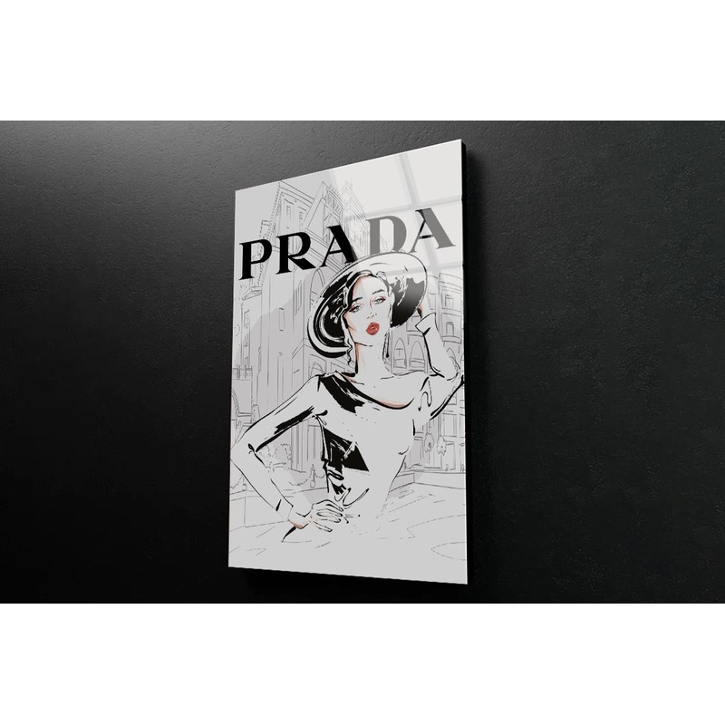 B&W Stylish Lady 3D Design Acrylic Glass Print Tempered Glass Wall Art 100% Made in Australia Ready to Hang