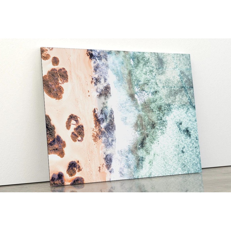 Beach Top View with Bushes Acrylic Glass Print Tempered Glass Wall Art 100% Made in Australia Ready to Hang