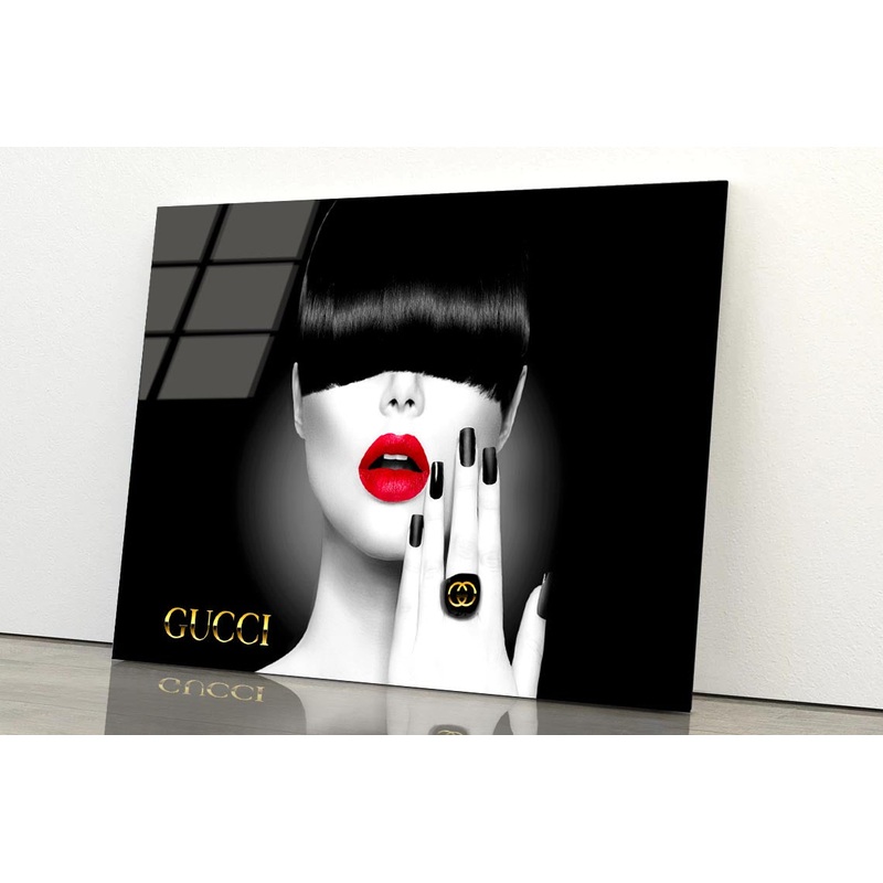 Black And White Fashion Lady Acrylic Glass Print Tempered Glass Wall Art 100% Made in Australia Ready to Hang