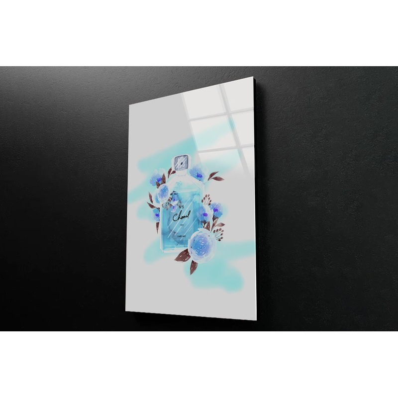 Blue Color Perfume 3D Design Acrylic Glass Print Tempered Glass Wall Art 100% Made in Australia Ready to Hang