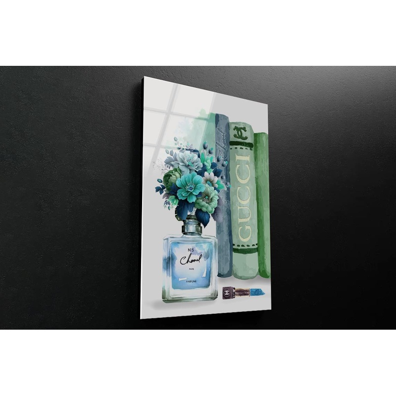 Blue Green Perfume 3D Design Acrylic Glass Print Tempered Glass Wall Art 100% Made in Australia Ready to Hang