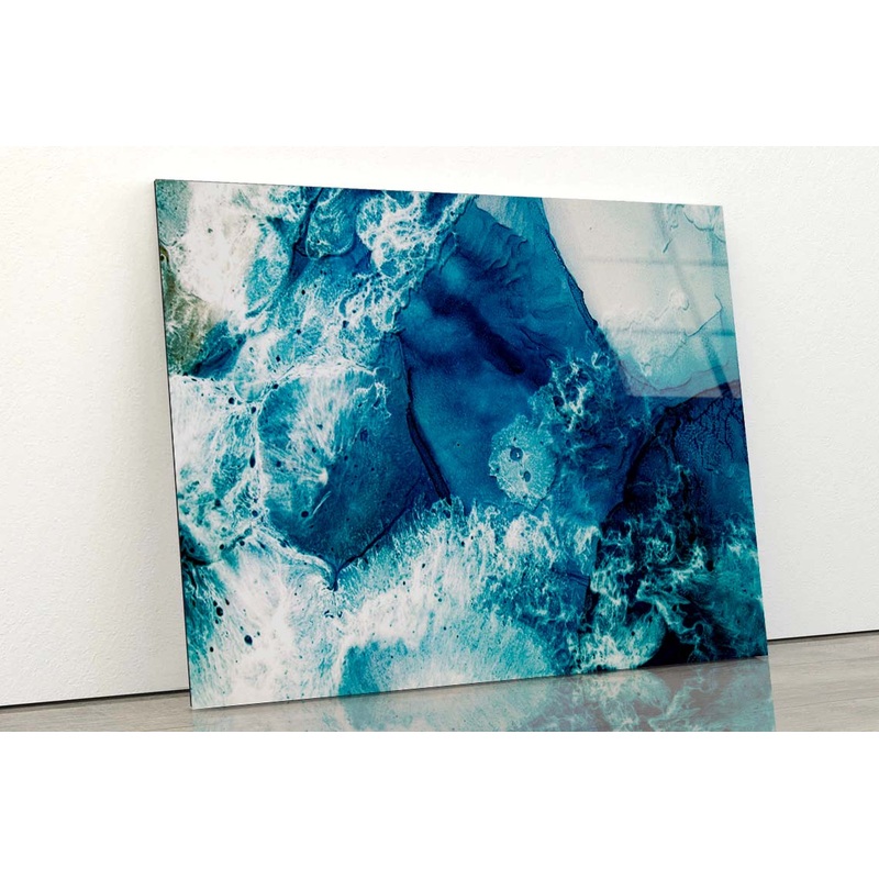 Blue Ink Water Acrylic Glass Print Tempered Glass Wall Art 100% Made in Australia Ready to Hang