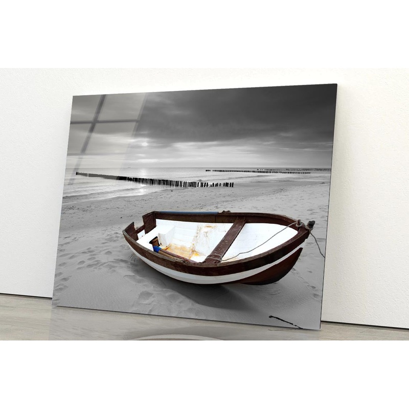 Boat On Beach Acrylic Glass Print Tempered Glass Wall Art 100% Made in Australia Ready to Hang
