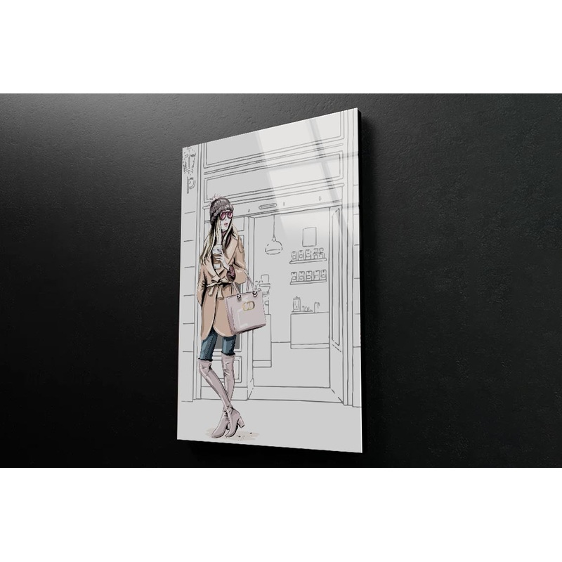 Brown Girl And Coffee 3D Design Acrylic Glass Print Tempered Glass Wall Art 100% Made in Australia Ready to Hang