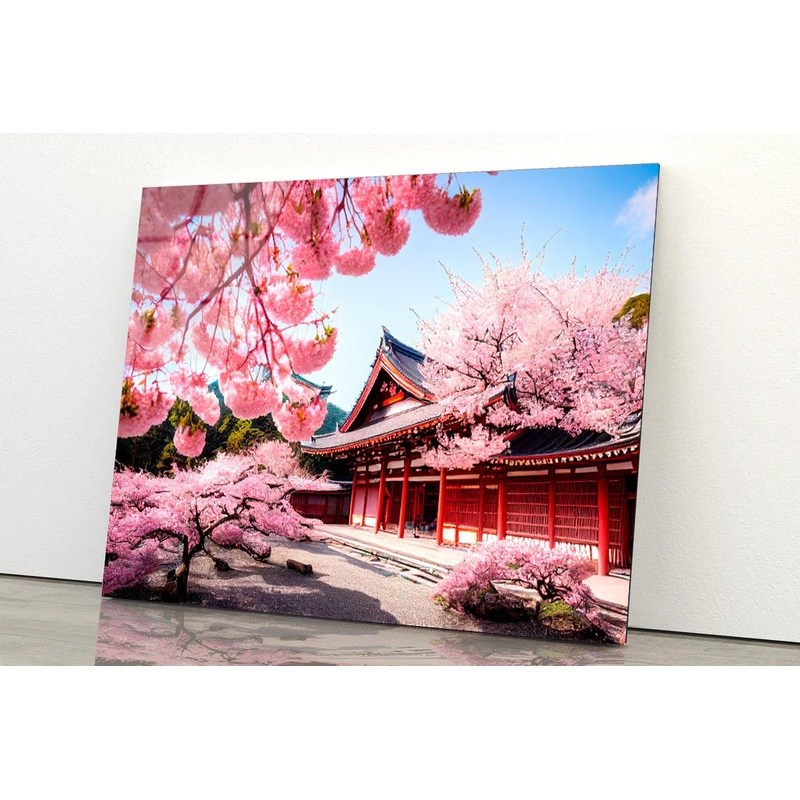 Building With a Lot of Pink Flowers Acrylic Glass Print Tempered Glass Wall Art 100% Made in Australia Ready to Hang