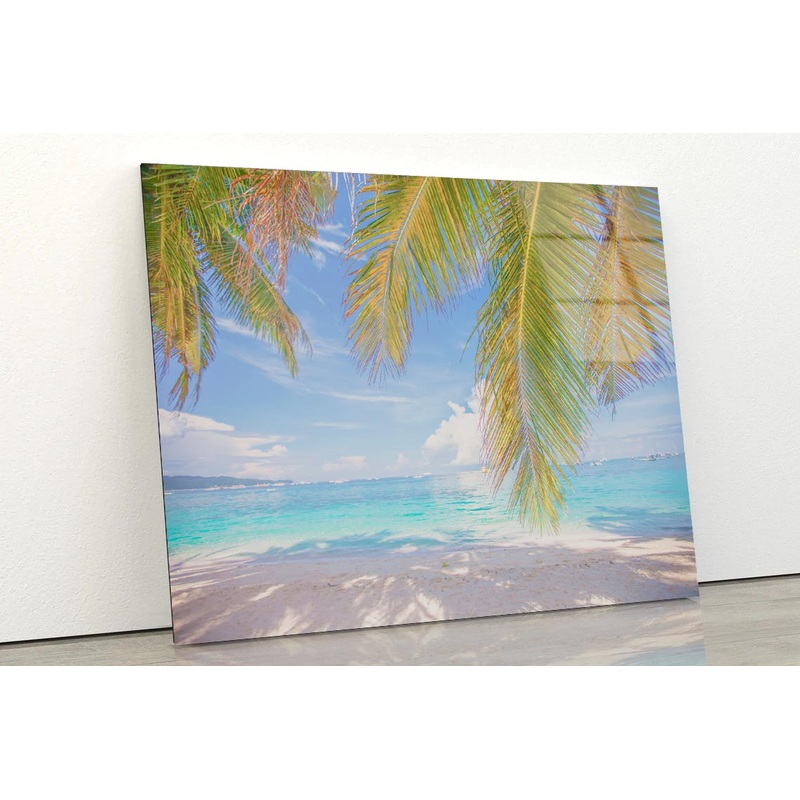 Coconut Tree Shade in Beach Acrylic Glass Print Tempered Glass Wall Art 100% Made in Australia Ready to Hang