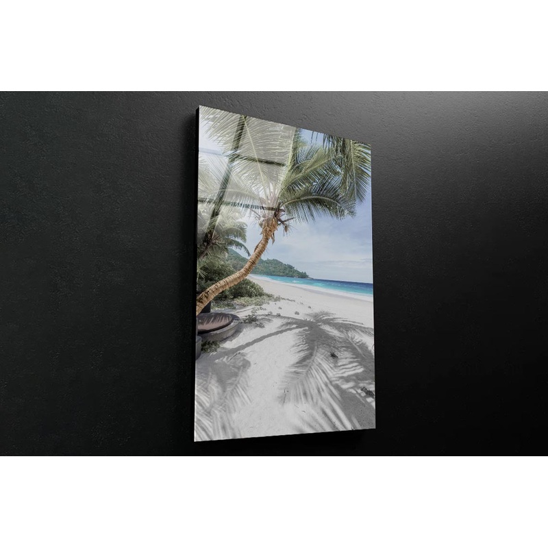 Coconut Trees with Shadows Beach 3D Design Acrylic Glass Print Tempered Glass Wall Art 100% Made in Australia Ready to Hang