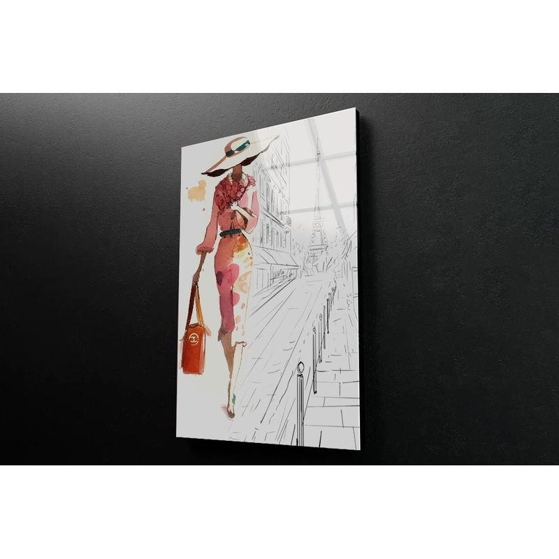 Fashion Girl Red Bag 3D Design Acrylic Glass Print Tempered Glass Wall Art 100% Made in Australia Ready to Hang