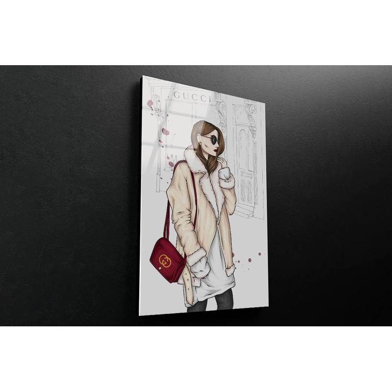 Fashion Lady, Bag 3D Design Acrylic Glass Print Tempered Glass Wall Art 100% Made in Australia Ready to Hang