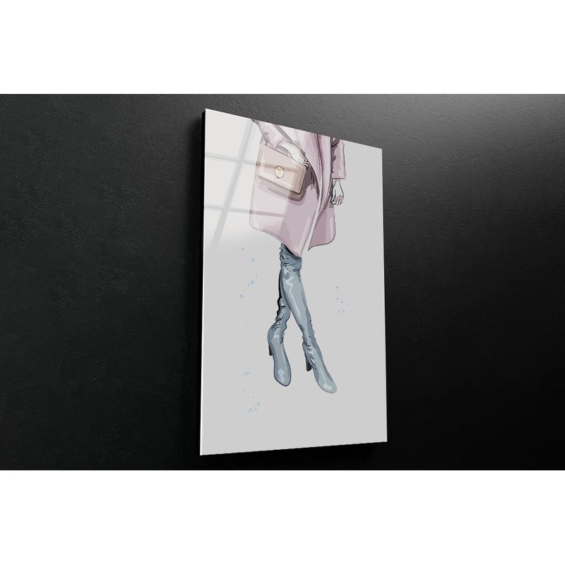 Pink Lady with Bag 3D Design Acrylic Glass Print Tempered Glass Wall Art 100% Made in Australia Ready to Hang