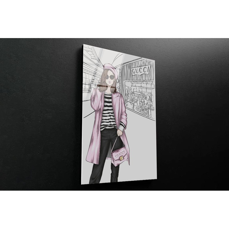 Pink Stylish Lady 3D Design Acrylic Glass Print Tempered Glass Wall Art 100% Made in Australia Ready to Hang