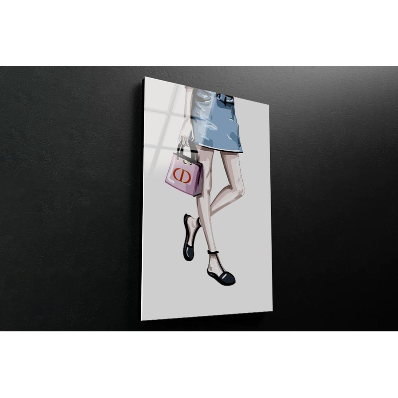 Stylish Pink Bag 3D Design Acrylic Glass Print Tempered Glass Wall Art 100% Made in Australia Ready to Hang