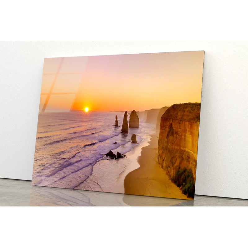 Sunset Sea With Rocks Acrylic Glass Print Tempered Glass Wall Art 100% Made in Australia Ready to Hang