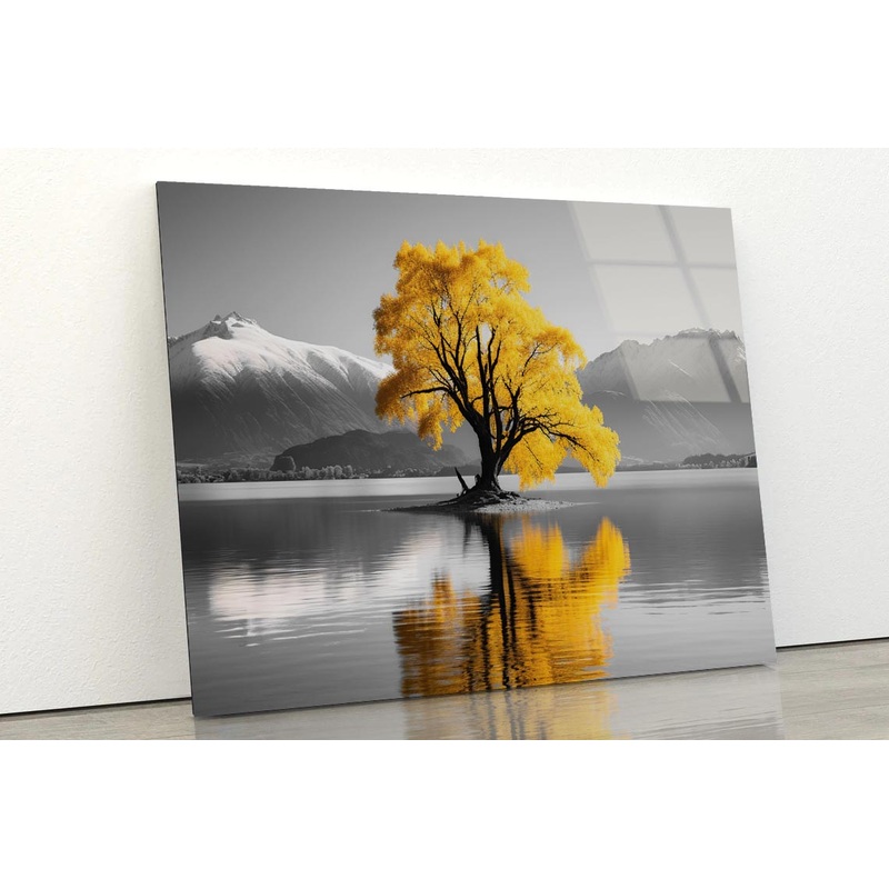 Wanaka Tree In Lake Acrylic Glass Print Tempered Glass Wall Art 100% Made in Australia Ready to Hang