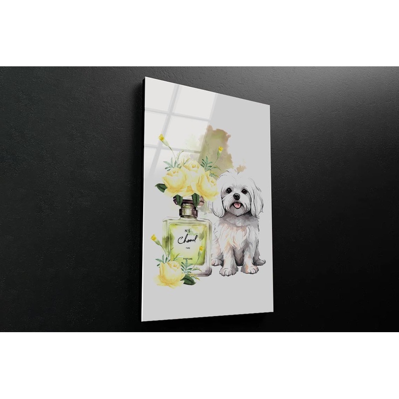 Yellow Perfume, Dog 3D Design Acrylic Glass Print Tempered Glass Wall Art 100% Made in Australia Ready to Hang
