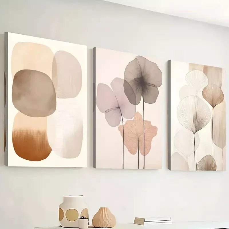 3pcs Beautiful Floral Leaf  Wall Art Set Canvas Framed 50x70cm - High Quality Print 100% Australian Made Wall Canvas Ready to Hang