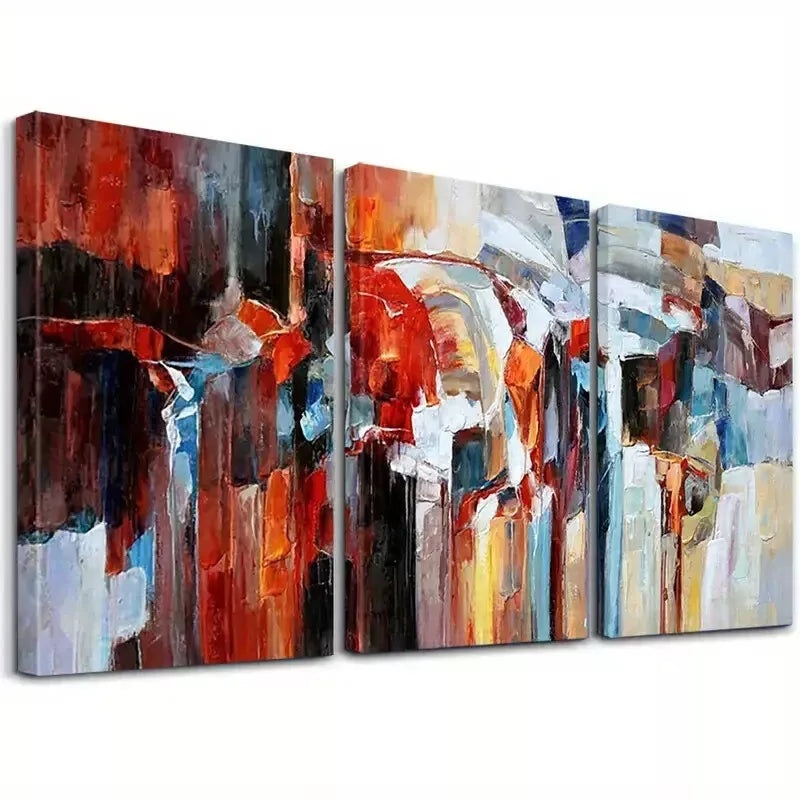 3pcs Colourful Painting Simple Fashion Graffiti Wall Art Set Canvas Framed 50x70cm - High Quality Print 100% Australian Made Wall Canvas Ready to Hang
