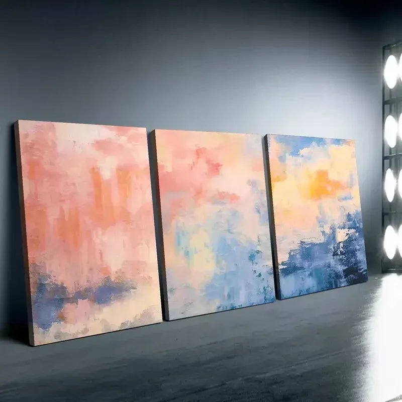 3pcs Modern Abstract Pink Wall Art Set Canvas Framed 50x70cm - High Quality Print 100% Australian Made Wall Canvas Ready to Hang