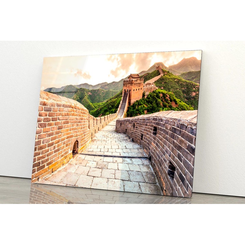 China Famous Landmark Great Wall and Mountains  Acrylic Glass Print Tempered Glass Wall Art 100% Made in Australia Ready to Hang