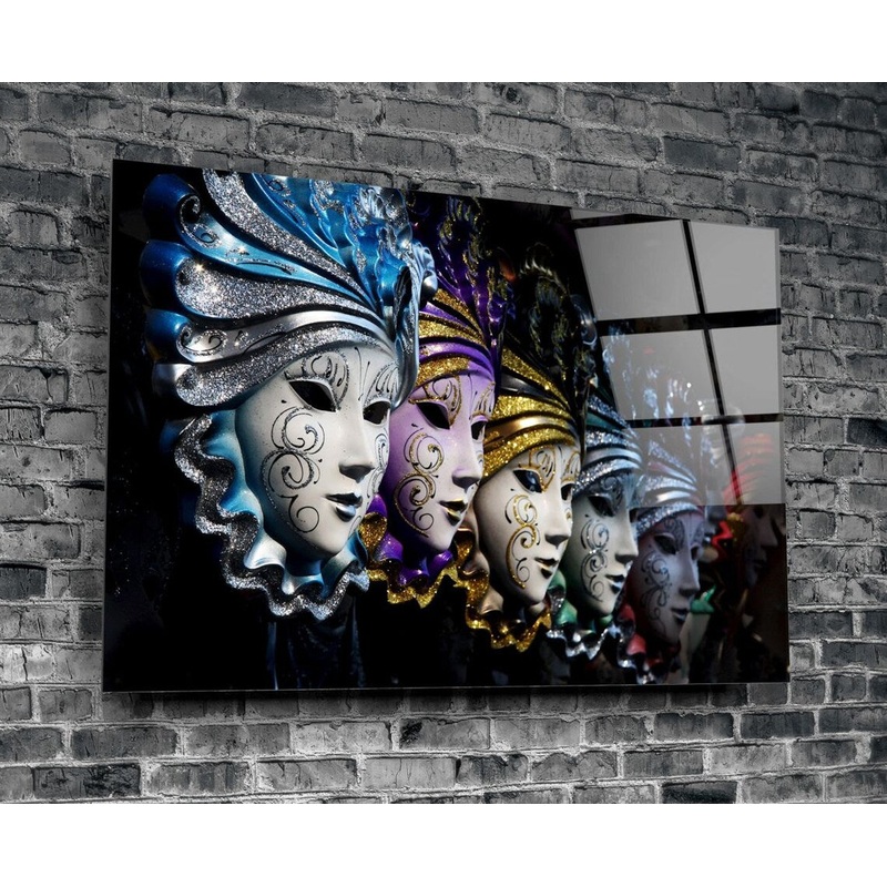 Facemasks Abstract Print Tempered Glass Wall Art 100% Made in Australia Ready to Hang