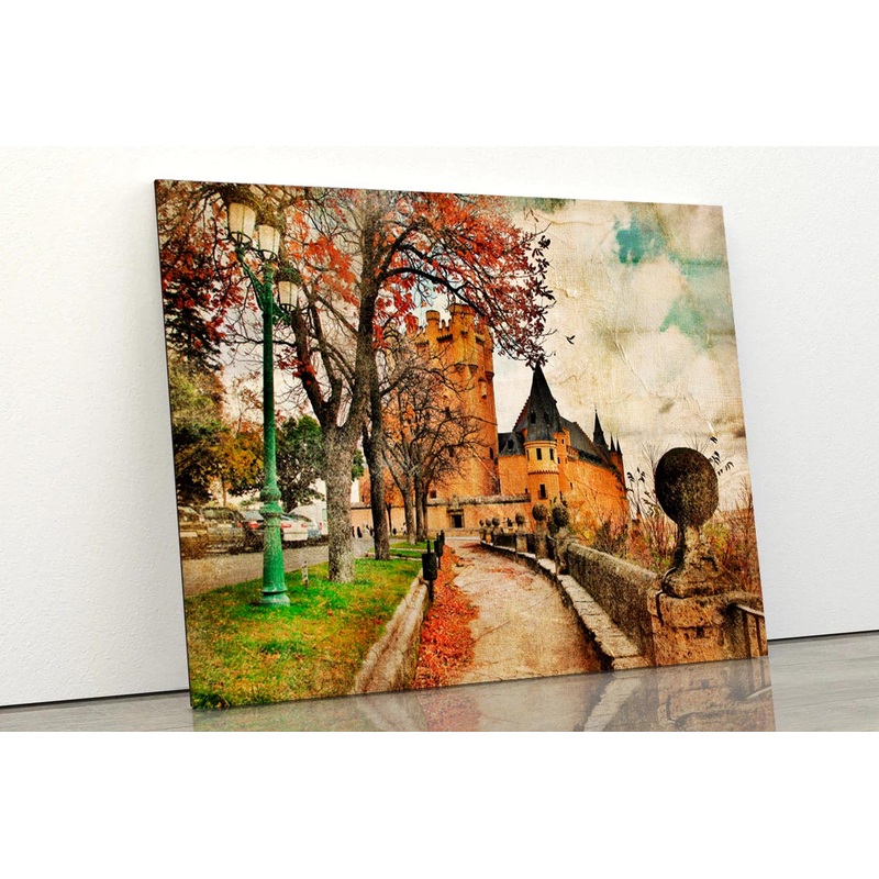 Fairy Alcazar Castle, Segovia, Spain, Picture in Painting Style Acrylic Glass Print Tempered Glass Wall Art 100% Made in Australia Ready to Hang