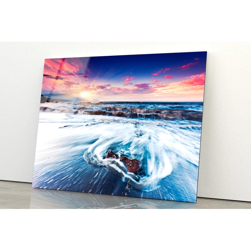 Fantastic Sunset Over the Stormy Sea Acrylic Glass Print Tempered Glass Wall Art 100% Made in Australia Ready to Hang