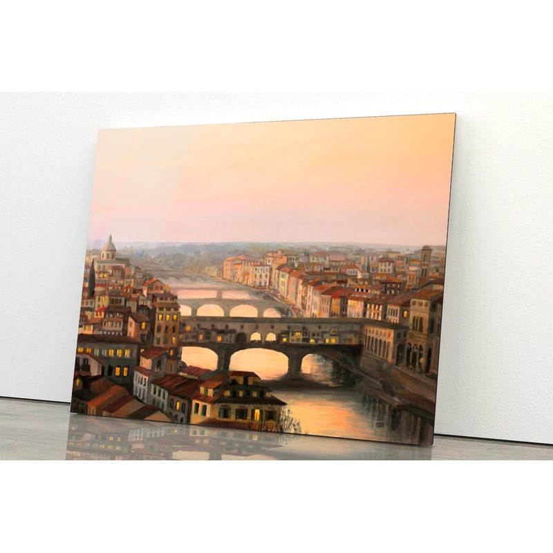 Sunset Over Florence the Warm Sunlight  Acrylic Glass Print Tempered Glass Wall Art 100% Made in Australia Ready to Hang