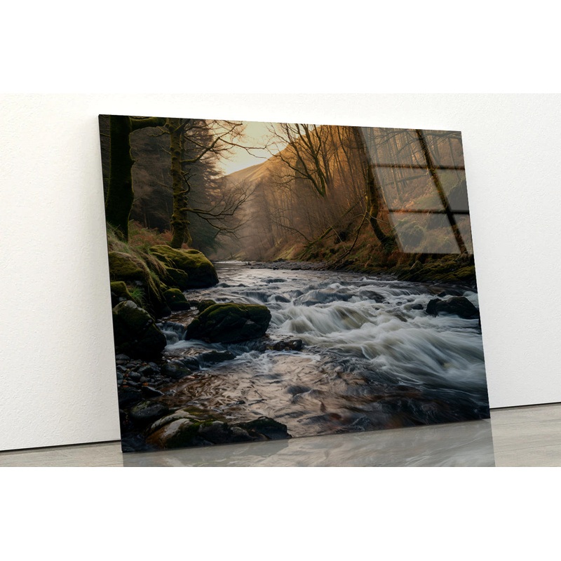 The River Flows through the Mountains of Wales Acrylic Glass Print Tempered Glass Wall Art 100% Made in Australia Ready to Hang