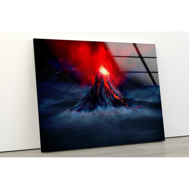 Volcano Night View Photograph Acrylic Glass Print Tempered Glass Wall Art 100% Made in Australia Ready to Hang
