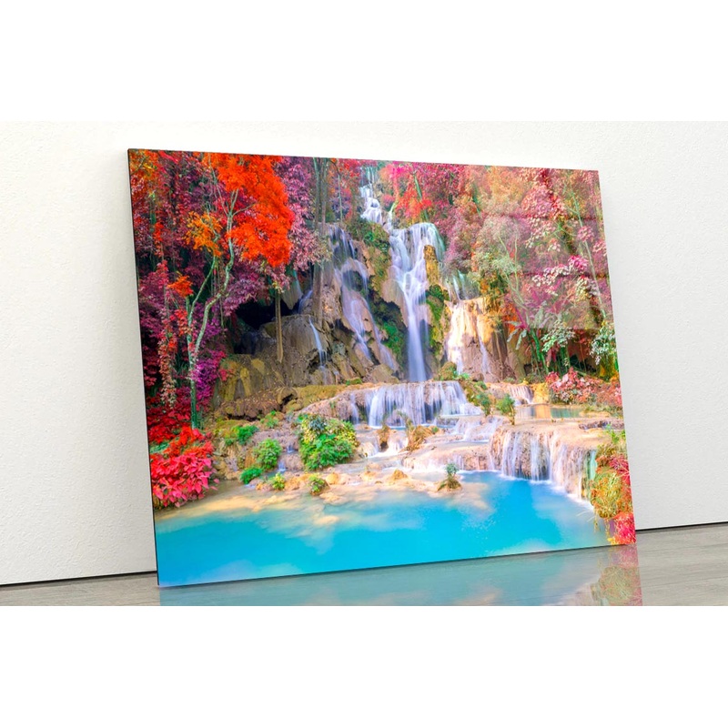 Waterfall In Rain Forest   Acrylic Glass Print Tempered Glass Wall Art 100% Made in Australia Ready to Hang