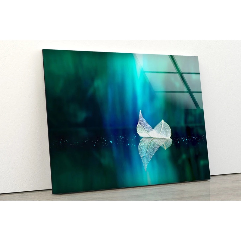 White Leaf Photograph Acrylic Glass Print Tempered Glass Wall Art 100% Made in Australia Ready to Hang