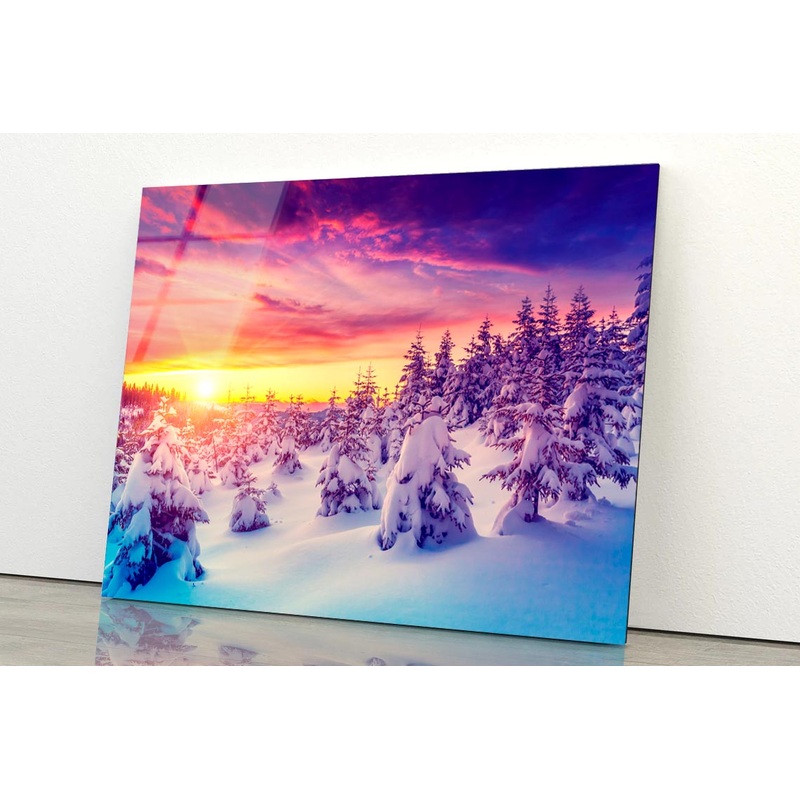 Winter Landscape with Spruce Trees  Acrylic Glass Print Tempered Glass Wall Art 100% Made in Australia Ready to Hang