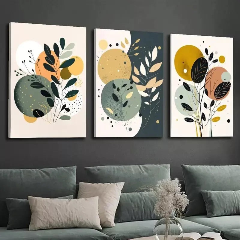 3pcs Abstract Minimalist Boho Wall Art Set Canvas Framed 50x70cm - High Quality Print 100% Australian Made Wall Canvas Ready to Hang