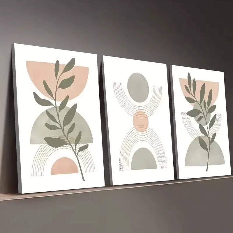 3pcs Bohemian Style Abstract Graphics Geometric Wall Art Set Canvas Framed 50x70cm - High Quality Print 100% Australian Made Wall Canvas Ready to Hang