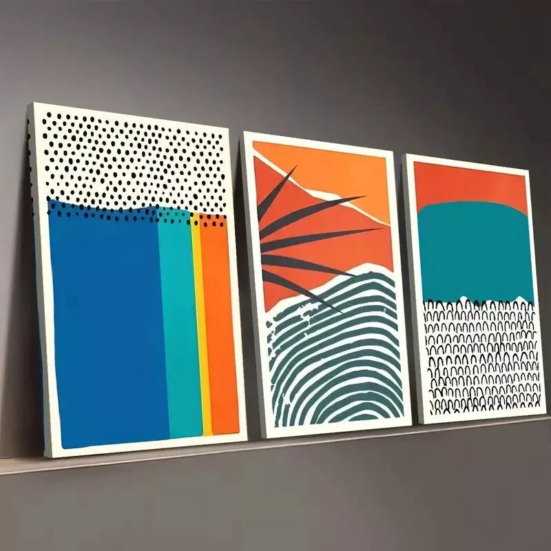 3pcs Boho Chic Modern Abstract Printing Color Wall Art Set Canvas Framed 50x70cm -  High Quality Print 100% Australian Made Wall Canvas Ready to Hang